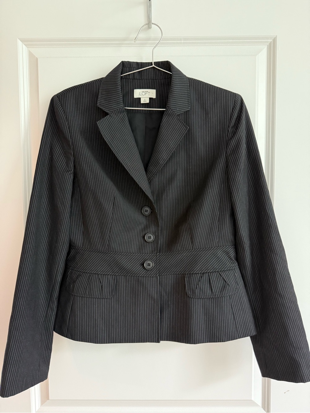LOFT Black Pinstripe Women's Tailored Blazer